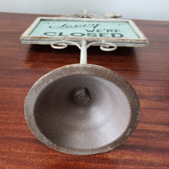 Vintage Style Open Close Pedestal Sign Bird Cage Top with Small Bird - Picture 8 of 8